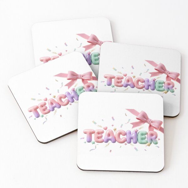 Item preview, **Coquette Teacher - Pink Bow Aesthetic with Pastel Bubble Letters and Glitter** designed and sold by Petringo.