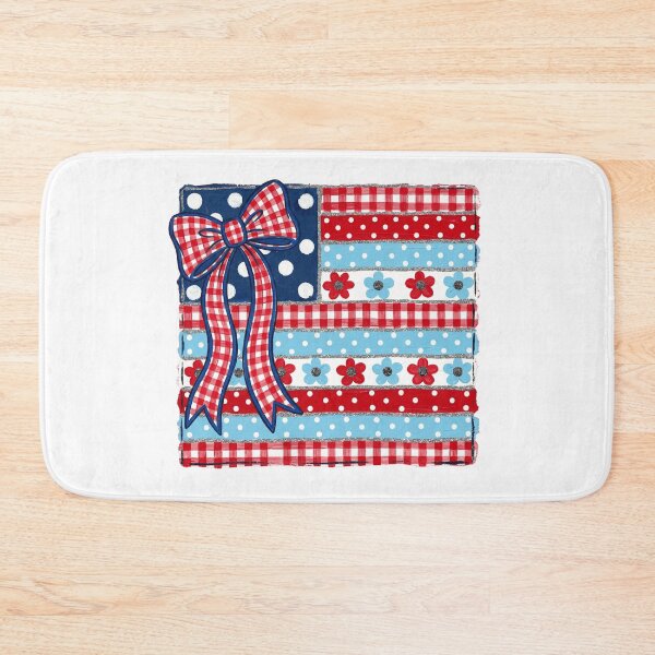 Item preview, Patriotic Bow – Red White and Blue Gingham Floral American Flag designed and sold by Paper Drip.