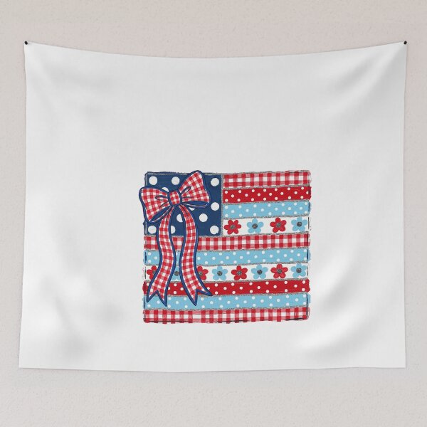 Item preview, Patriotic Bow – Red White and Blue Gingham Floral American Flag designed and sold by Paper Drip.