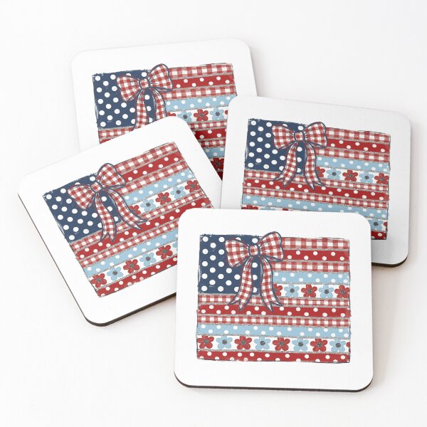 Item preview, Patriotic Bow – Red White and Blue Gingham Floral American Flag designed and sold by Paper Drip.