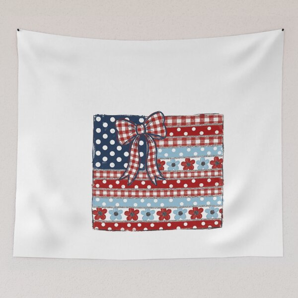 Item preview, Patriotic Bow – Red White and Blue Gingham Floral American Flag designed and sold by Paper Drip.