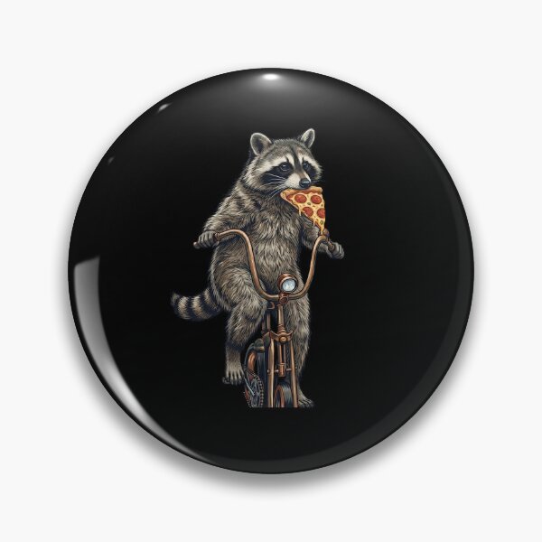 Item preview, Raccoon Riding Bicycle Eating Pizza  designed and sold by TeeARTHY.