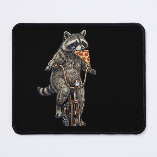 Item preview, Raccoon Riding Bicycle Eating Pizza designed and sold by TeeARTHY.