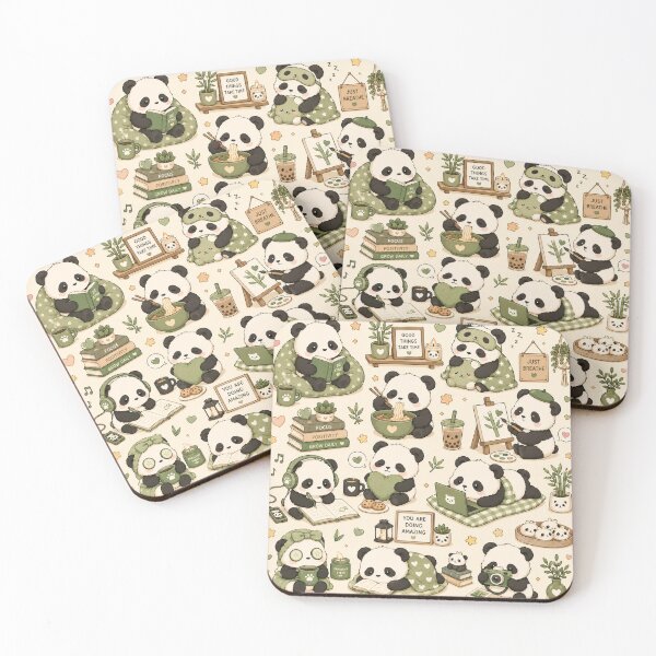 Item preview, Cozy Panda Collection Kawaii Pattern designed and sold by Soft Berry Studio.