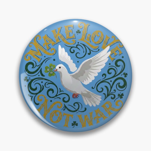 Item preview, "Make Love Not War - Peace Dove with Floral Typography" designed and sold by GoGreenlove.