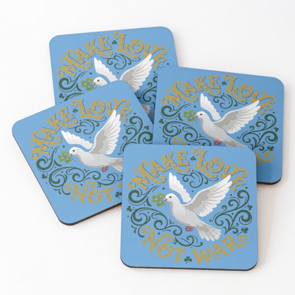 Item preview, "Make Love Not War - Peace Dove with Floral Typography" designed and sold by GoGreenlove.