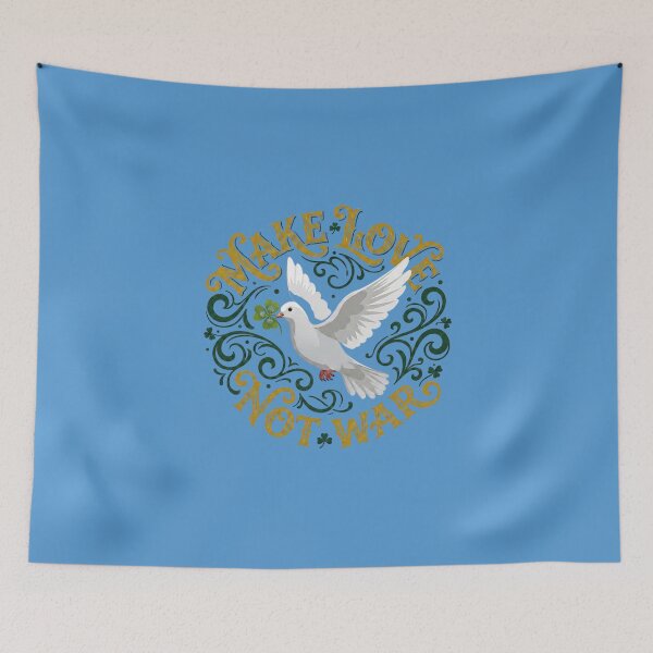 Item preview, "Make Love Not War - Peace Dove with Floral Typography" designed and sold by GoGreenlove.