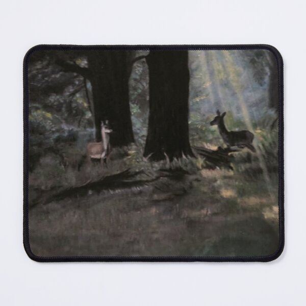 Item preview, Sunlit Deer in Dark Forest - Fine Art Oil Painting designed and sold by samahl_l.