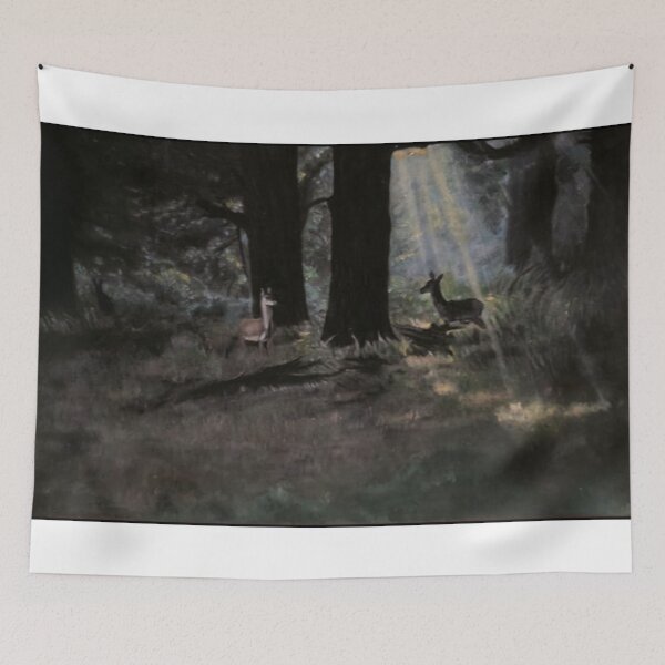 Item preview, Sunlit Deer in Dark Forest - Fine Art Oil Painting designed and sold by samahl_l.