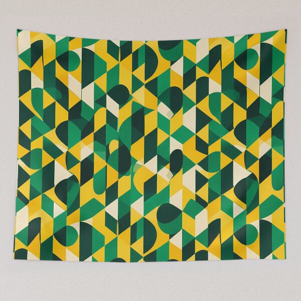 Item preview, Vibrant Green and Yellow Modern Geometric Pattern designed and sold by zenjiinspired.