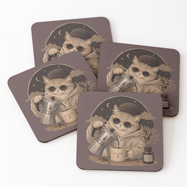 Item preview, Catpuccino Vintage Coffee Cat | Cozy Cafe Aesthetic Cat Art | Cute Coffee Lover Design designed and sold by DzoanaJourney.