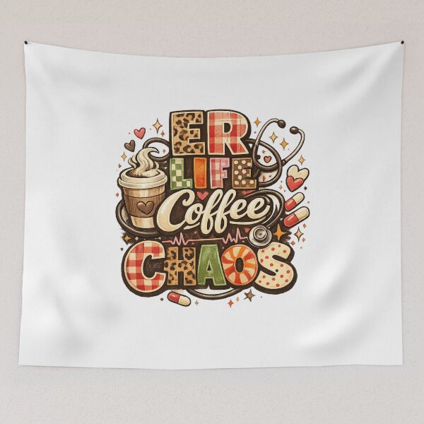 Item preview, ER Life Coffee Chaos Retro Nurse Sticker | Funny Night Shift RN Design Classic T-Shirt  designed and sold by podlook.