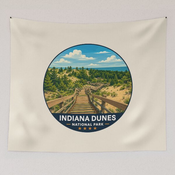 Item preview, Indiana Dunes National Park Retro Lakeshore designed and sold by Gideon Emmerich.