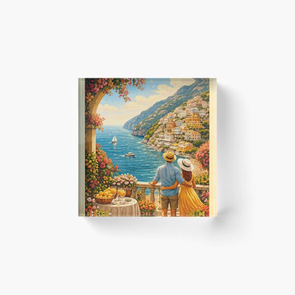 Item preview, Amalfi Coast Italy Vintage Travel Poster – Romantic Mediterranean Wall Art designed and sold by ElartedeNoel.