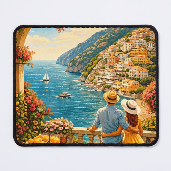 Item preview, Amalfi Coast Italy Vintage Travel Poster – Romantic Mediterranean Wall Art designed and sold by ElartedeNoel.
