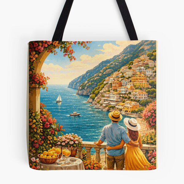 Item preview, Amalfi Coast Italy Vintage Travel Poster – Romantic Mediterranean Wall Art designed and sold by ElartedeNoel.