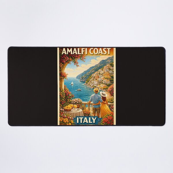 Item preview, Amalfi Coast Italy Vintage Travel Poster – Romantic Mediterranean Wall Art designed and sold by ElartedeNoel.