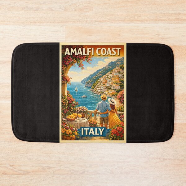 Item preview, Amalfi Coast Italy Vintage Travel Poster – Romantic Mediterranean Wall Art designed and sold by ElartedeNoel.