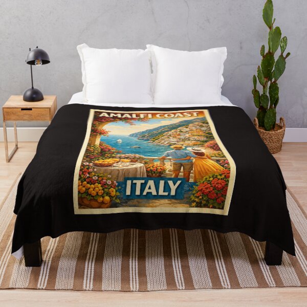Item preview, Amalfi Coast Italy Vintage Travel Poster – Romantic Mediterranean Wall Art designed and sold by ElartedeNoel.