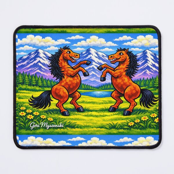 Item preview, Two Horses Amidst Majestic Mountains designed and sold by The Art Queen Of Michigan .