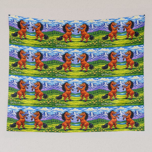 Item preview, Two Horses Amidst Majestic Mountains designed and sold by The Art Queen Of Michigan .