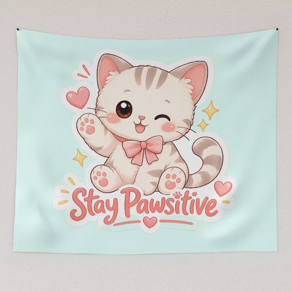 Item preview, Stay Pawsitive Kitty | Cute Kawaii Pastel Cat Aesthetic designed and sold by AONLINE  .