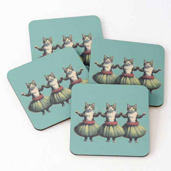 Item preview, Cute Hula Dancing Cats – Vintage Style Hawaiian Kitty Art designed and sold by LEO'S CREATURE　れおずくりーちゃー.