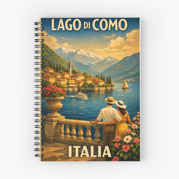 Item preview, Lake Como Italy Vintage Travel Poster – Retro Italian designed and sold by ElartedeNoel.
