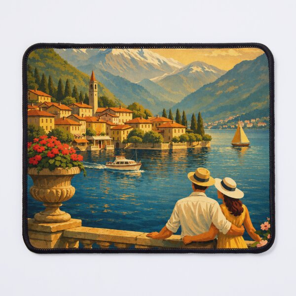 Item preview, Lake Como Italy Vintage Travel Poster – Retro Italian designed and sold by ElartedeNoel.