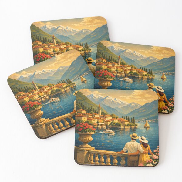 Item preview, Lake Como Italy Vintage Travel Poster – Retro Italian designed and sold by ElartedeNoel.