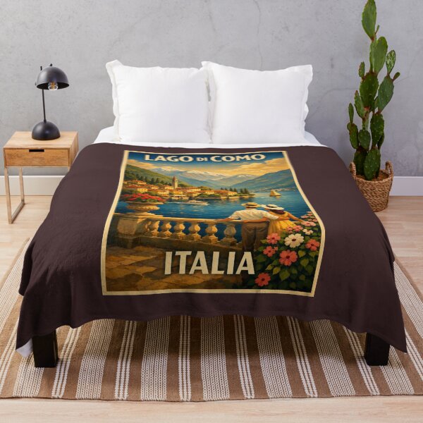 Item preview, Lake Como Italy Vintage Travel Poster – Retro Italian designed and sold by ElartedeNoel.