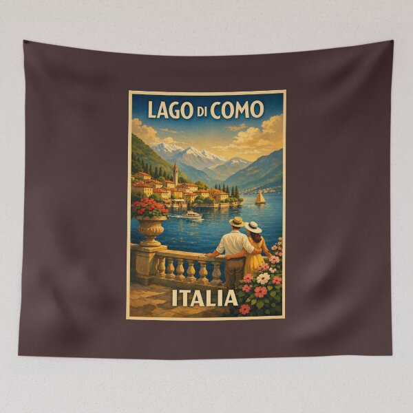 Item preview, Lake Como Italy Vintage Travel Poster – Retro Italian designed and sold by ElartedeNoel.