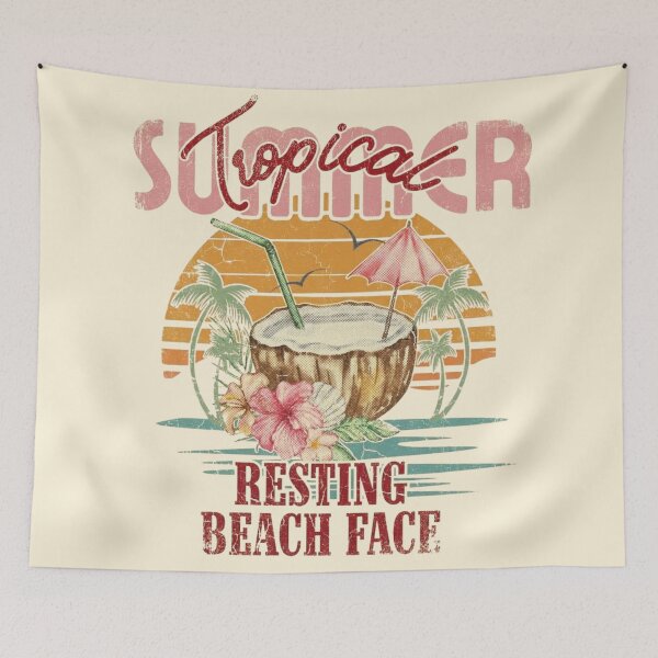 Item preview, Resting Beach Face | Funny Tropical Coconut Cocktail designed and sold by SilverSeaBKK.