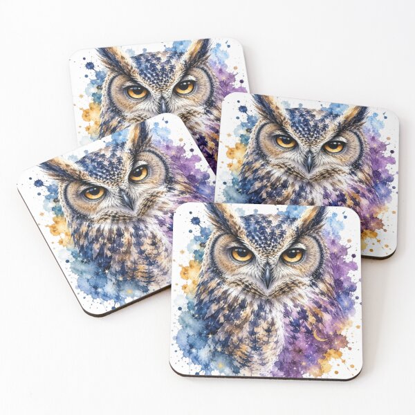 Item preview, Galaxy Watercolor Owl Sticker | Cosmic Night Owl Celestial Art designed and sold by GRYFFWEAR.