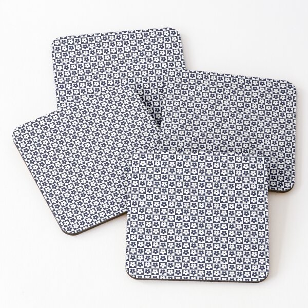 Item preview, Retro Floral Checkerboard Pattern | Navy Blue Checkered Flower Aesthetic | Cute Indigo Flower Checkerboard | Retro Daisy Grid Navy Blue | Vintage Blue Floral Checkered Pattern designed and sold by VivaFy.