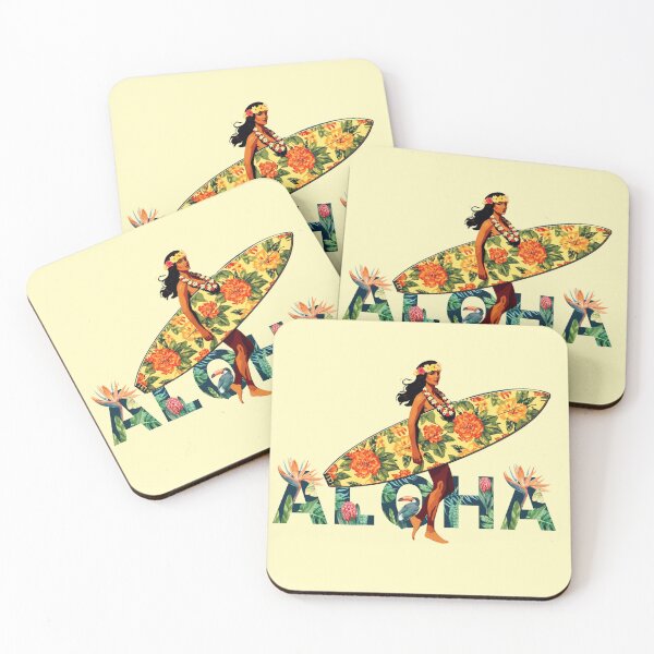 Item preview, Vintage Aloha Surf Girl Tropical Art designed and sold by SilverSeaBKK.