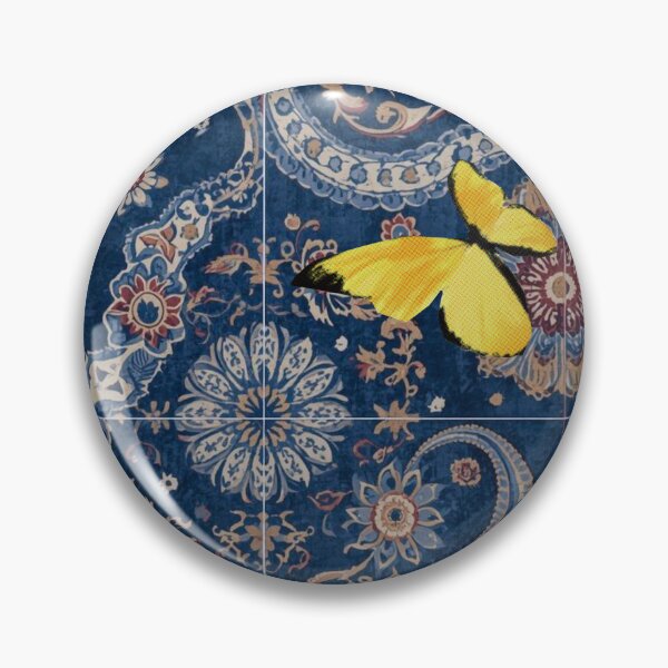 Item preview, Yellow Butterfly Navy Paisley Art designed and sold by tmoca.