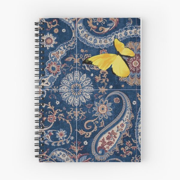Item preview, Yellow Butterfly Navy Paisley Art designed and sold by tmoca.