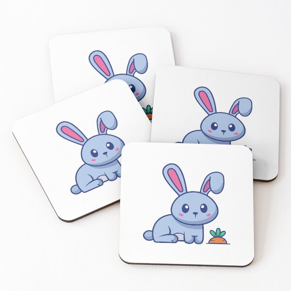 Item preview, Cute Light Blue Bunny with Orange Carrot designed and sold by Ulrike M 	 Werner.