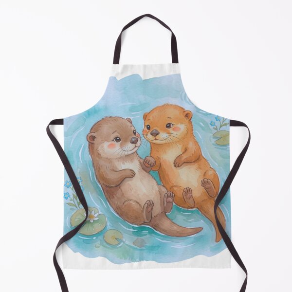 Item preview, Cute Storybook River Otters Watercolor Fantasy Art designed and sold by HoneyBreezeCo.