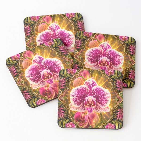 Item preview, Radiant Tropical Pink Orchid - enclosed in geometric pattern - Puerto Rico designed and sold by www.elyunqueprints.store.
