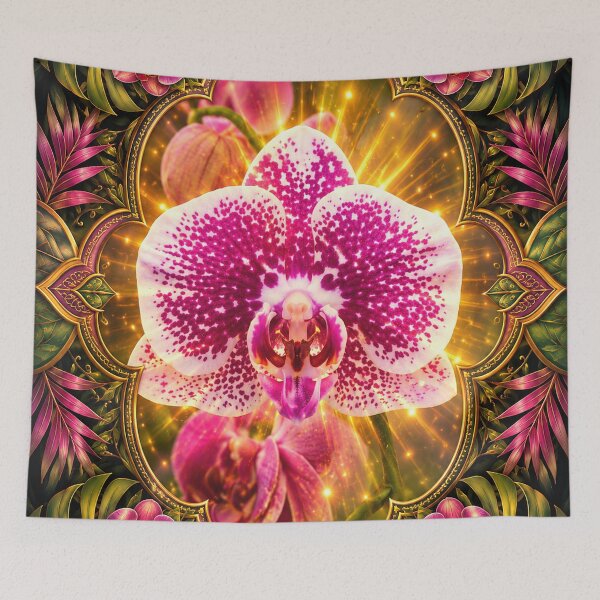 Item preview, Radiant Tropical Pink Orchid - enclosed in geometric pattern - Puerto Rico designed and sold by www.elyunqueprints.store.