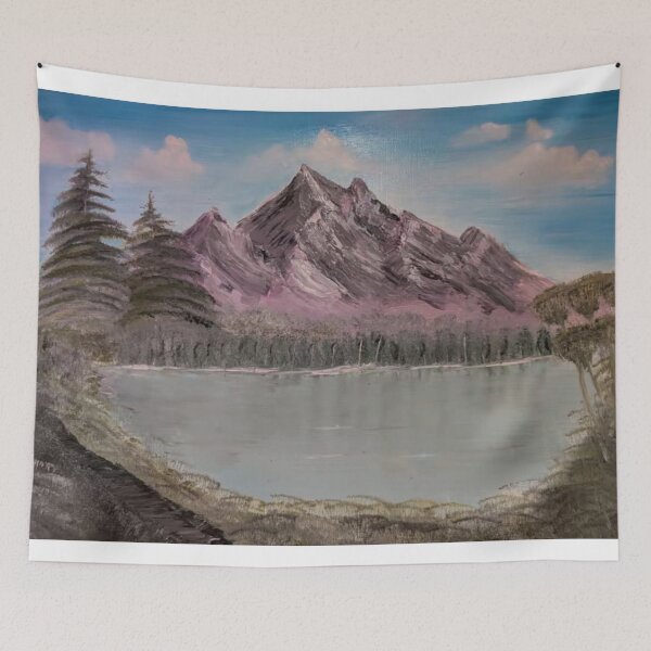 Item preview, Majestic Mountain Lake - Bob Ross Style Oil Painting designed and sold by samahl_l.