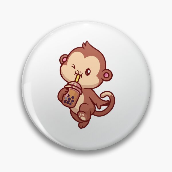Item preview, Cute Monkey Drinking Pearl Bubble Milk Tea designed and sold by Ulrike M 	 Werner.
