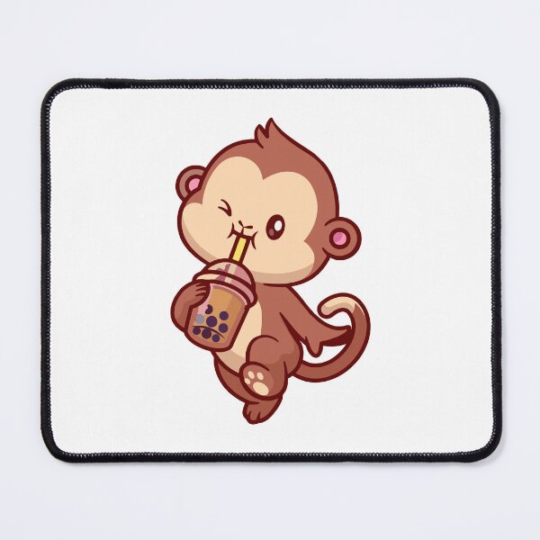 Item preview, Cute Monkey Drinking Pearl Bubble Milk Tea designed and sold by Ulrike M Werner.