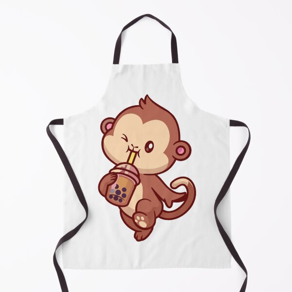 Item preview, Cute Monkey Drinking Pearl Bubble Milk Tea designed and sold by Ulrike M 	 Werner.