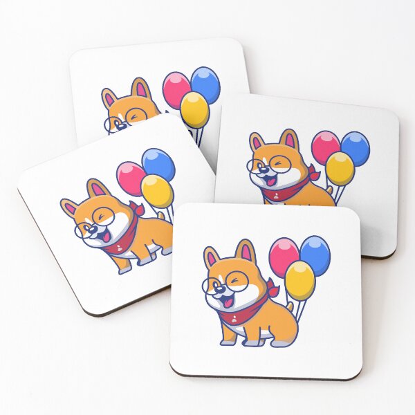 Item preview, Cute Corgi Dog Wearing Glasses with Colorful Balloons designed and sold by Ulrike M 	 Werner.