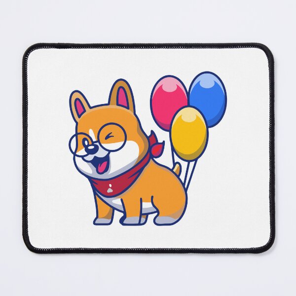 Item preview, Cute Corgi Dog Wearing Glasses with Colorful Balloons designed and sold by Ulrike M 	 Werner.