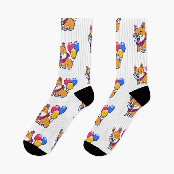 Item preview, Cute Corgi Dog Wearing Glasses with Colorful Balloons designed and sold by Ulrike M 	 Werner.