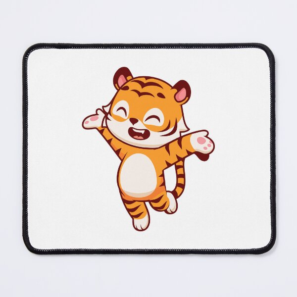 Item preview, Cute Happy Little Tiger Jumping Chibi Illustration designed and sold by Ulrike M 	 Werner.